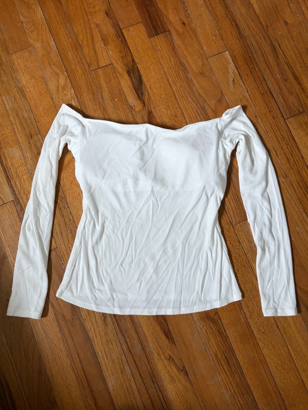 HALARA Off-Shoulder Long Sleeve Top in White